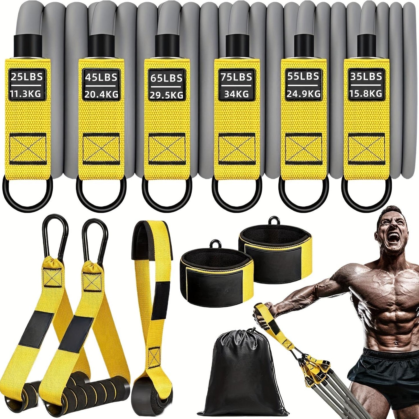 Adjustable Resistance Bands with Handles – Heavy Duty Fitness Bands for Strength Training & Muscle Building 询问 ChatGPT