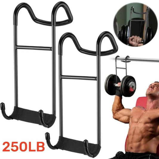 2 Pcs Dumbbell Spotter Hooks – Metal Attachment for Bench Press & Barbell, Dumbbell Rack Hanger