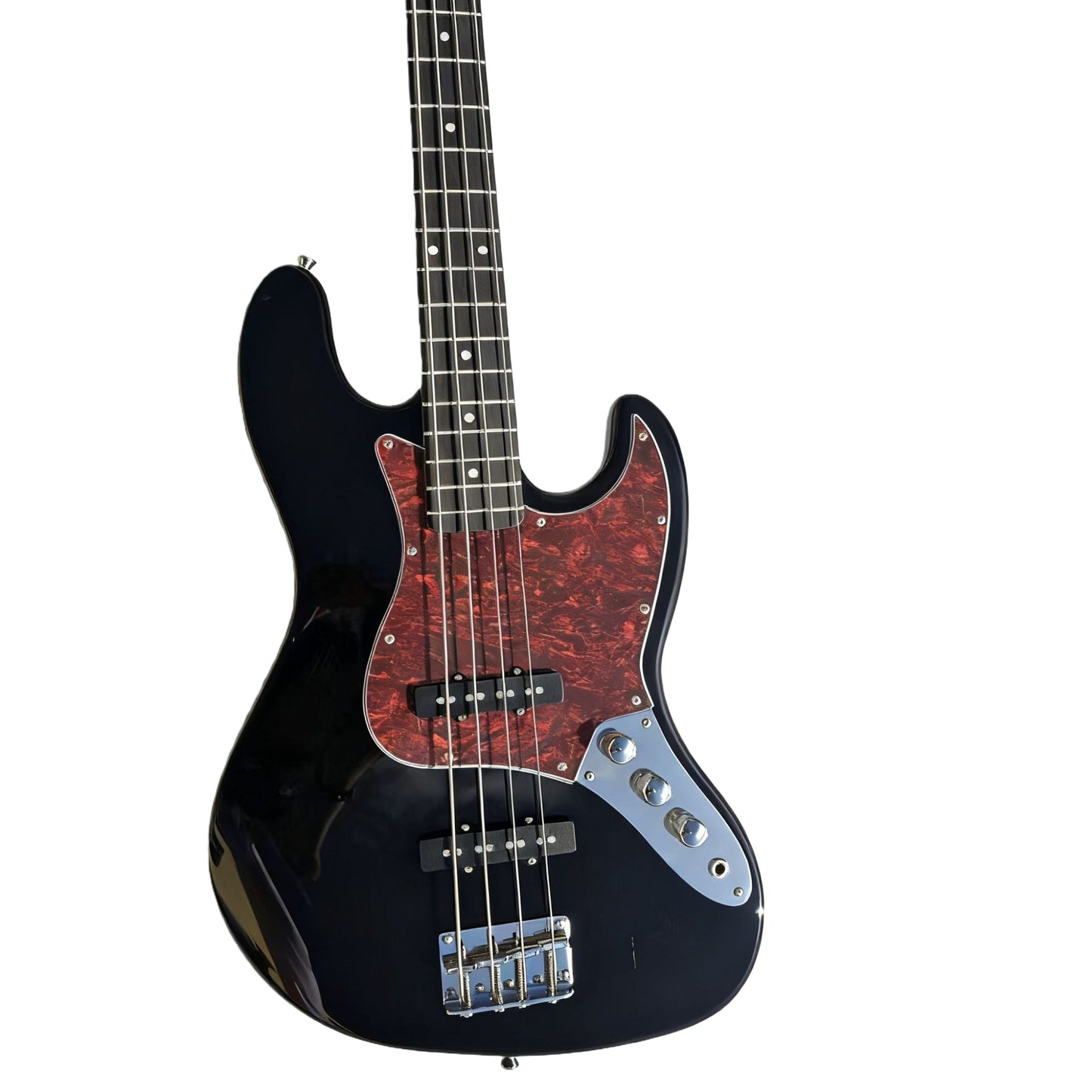 4-String Electric Bass Guitar with Rosewood Fingerboard, Black Finish