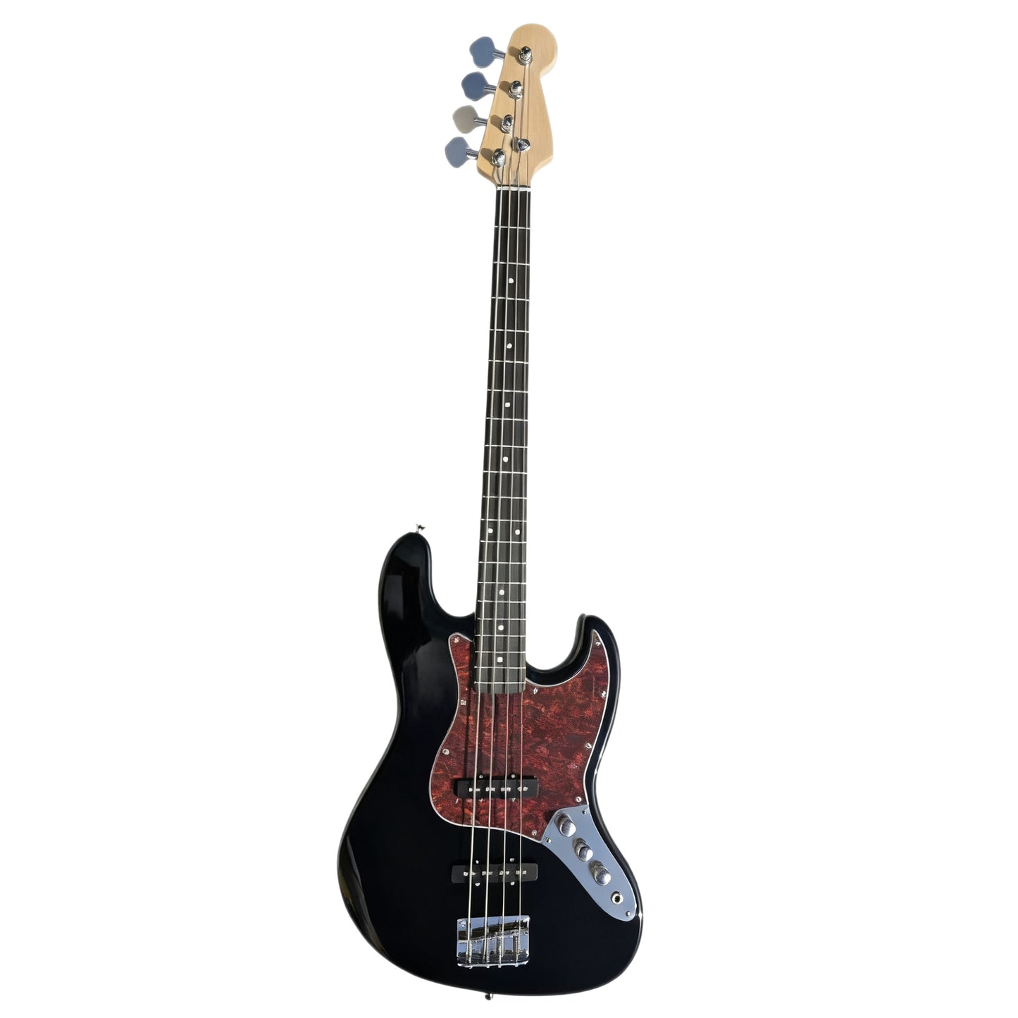 4-String Electric Bass Guitar with Rosewood Fingerboard, Black Finish