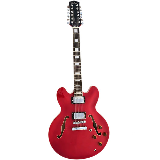 12-String Semi-Hollow Electric Guitar – Wine Red with Maple Neck