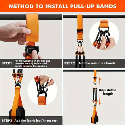 5 Pcs Pull-Up Assist Bands – Adjustable Resistance with Knee & Foot Support